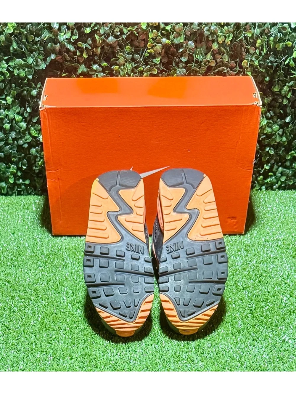 Nike Air Max 90 Black Grey Orange Women’s Size 9.5 Sneakers